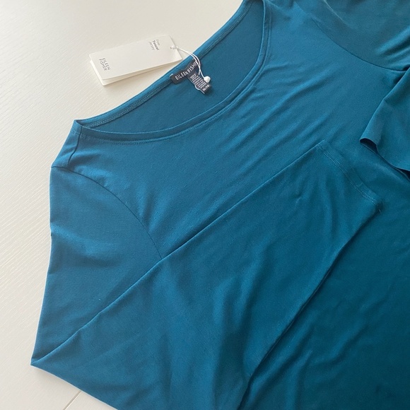 Eileen Fisher Fine Tencel Jersey Boat Neck Alpine Green (NWT) Size XL - Picture 4 of 11